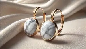 Boucles d'oreilles avec inclusion de marbre, serties dans un design élégant en or ou argent