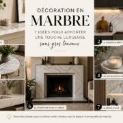 Décoration intérieure élégante avec touches de marbre sur table, accessoires et détails muraux