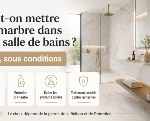 Salle de bains en marbre avec conseils d’entretien et de finition